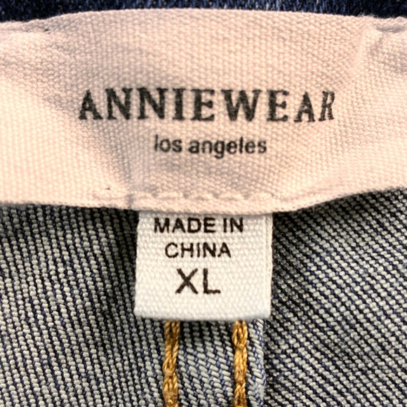 ANNIEWEAR Los Angeles Wide Leg Cropped Jeans Distressed Frayed Hem XL - Picture 5 of 14